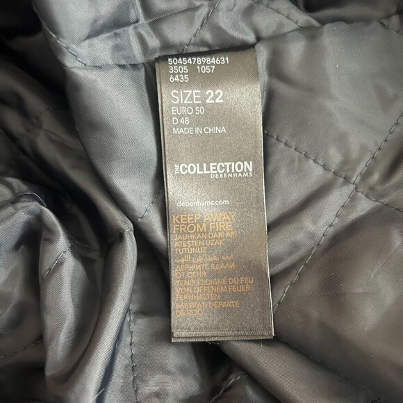 NWOT Debenhams Collection Mens Hood Chevron Quilted Puffer Coat Size 22 XL Navy - Picture 11 of 15